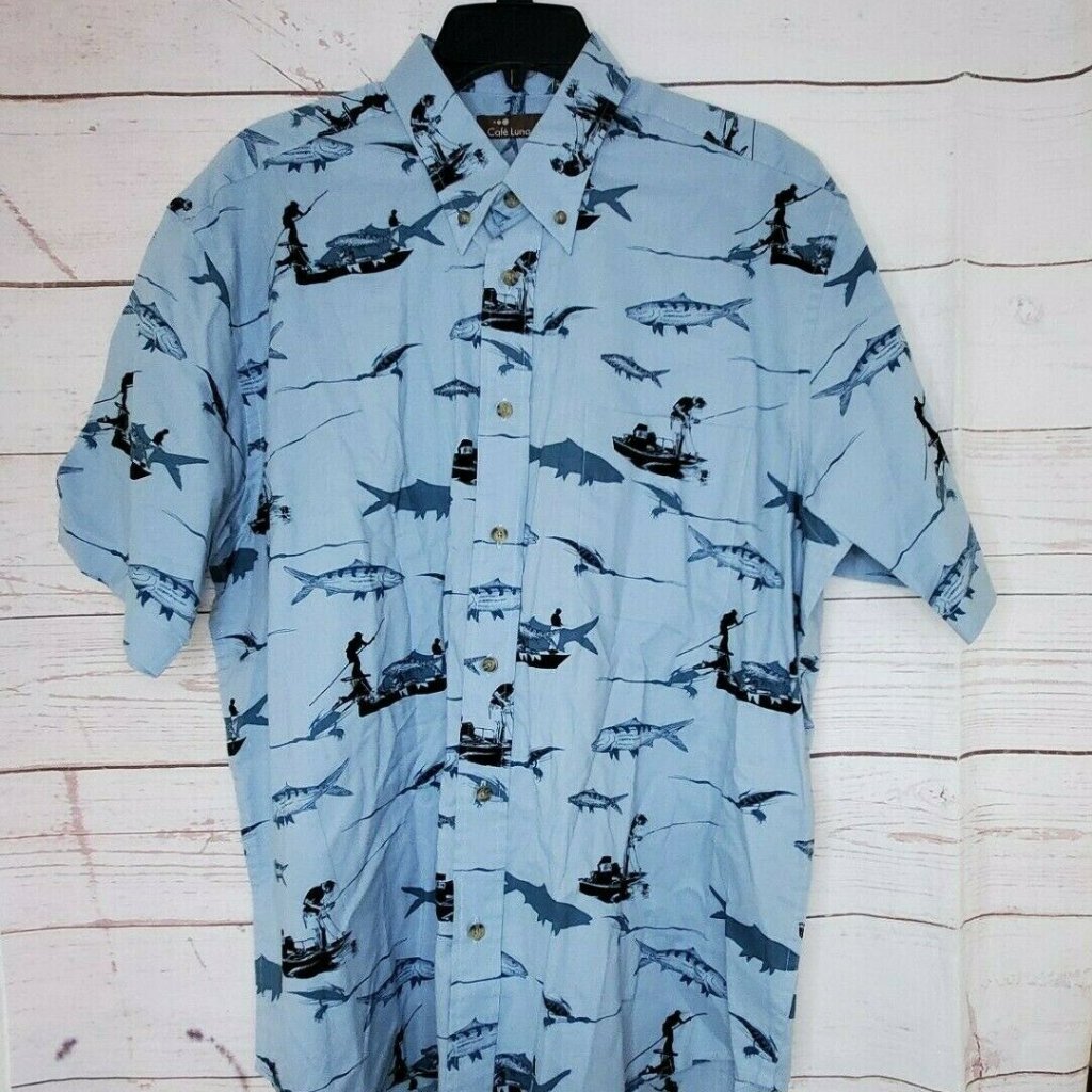 Caf Luna Men's Fish Design Man Bass Fishing Shirt